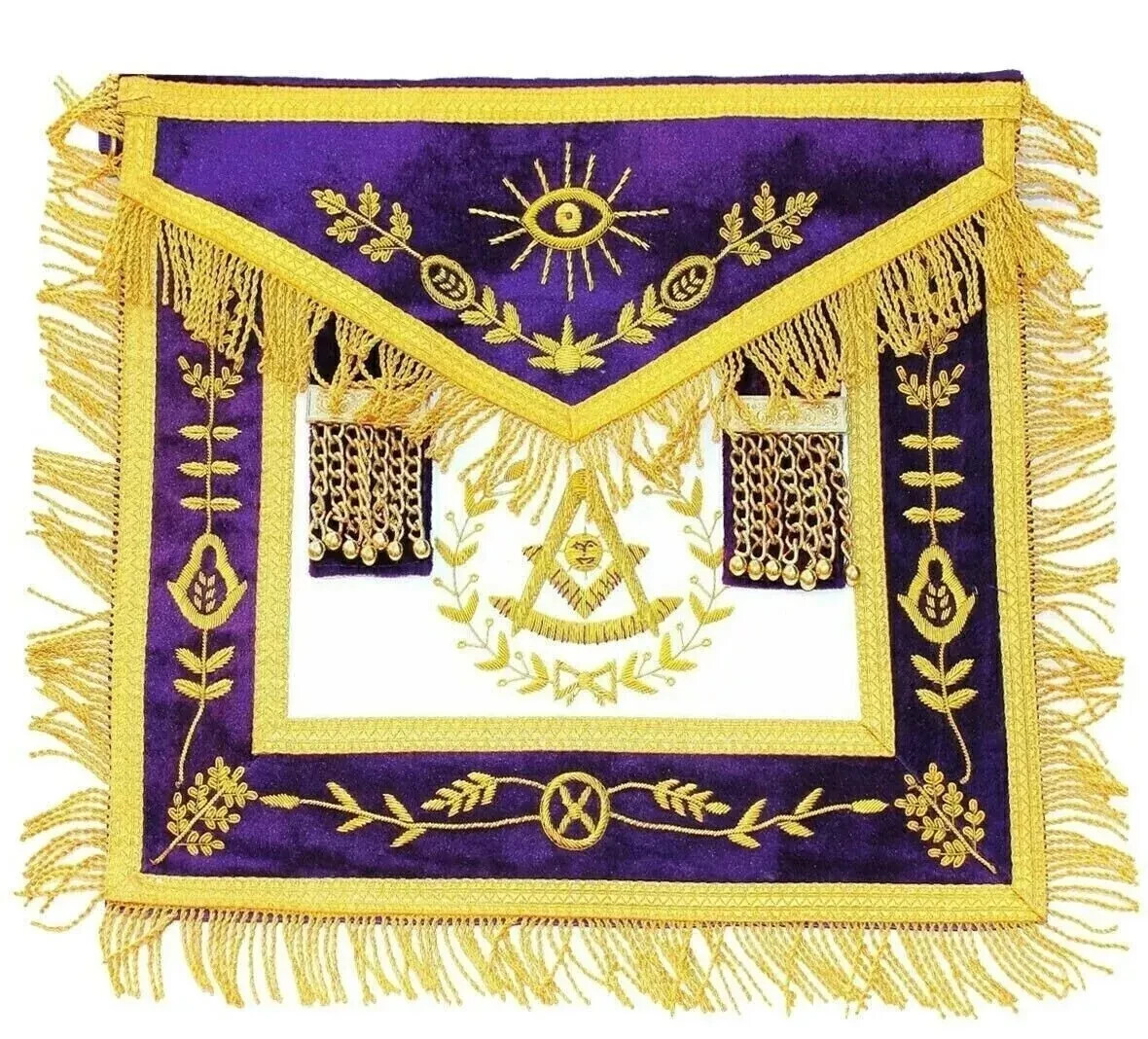 APRON MASONIC HAND EMBROIDERED GRAND LODGE PAST MASTER APRON PURPLE